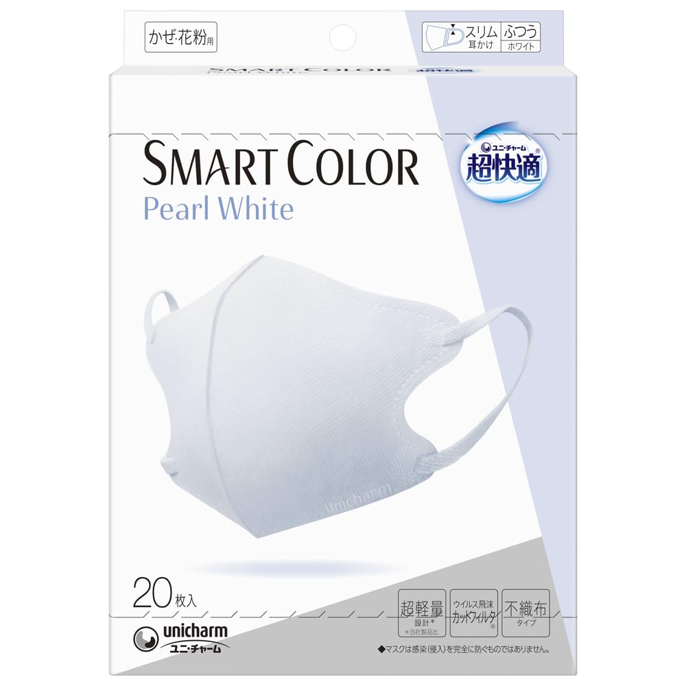 【まとめ買い】超快適ＳＭＡＲＴＣＯＬＯＲ　Ｐｅａｒｌ　Ｗｈｉｔｅふつう２０枚容量20マイ×24点セット マスク