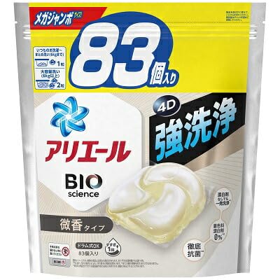 【まとめ買い】アリエールジェルボール４Ｄ微香　つめかえメガジャンボサイズ 容量83ｺ×4点セット Ｐ＆Ｇ 衣料用洗剤