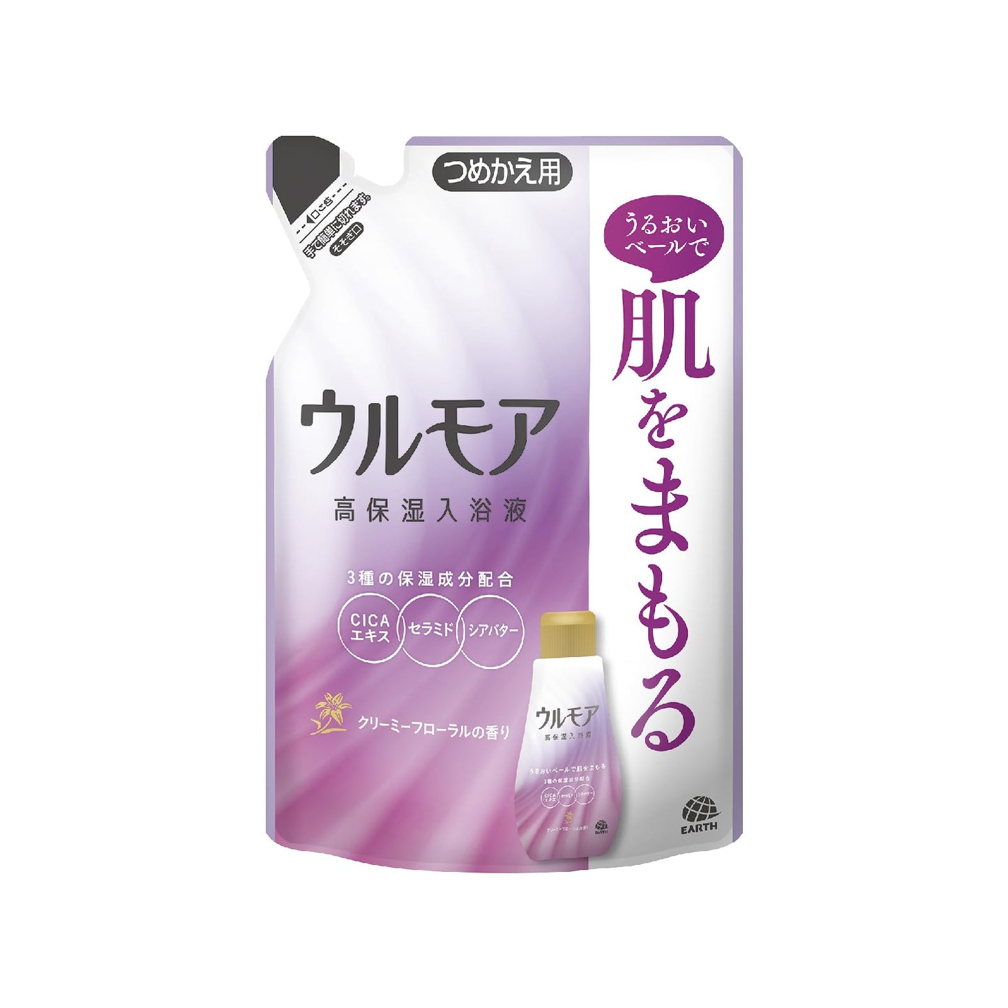 【まとめ買い】ウルモア高保湿入浴液クリーミーフローラルの香りつめかえ 容量480ML×12点セット アース製薬 入浴剤