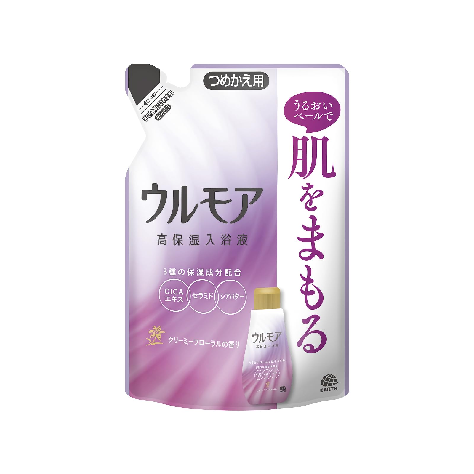 【まとめ買い】ウルモア高保湿入浴液クリーミーフローラルの香りつめかえ 容量480ML×12点セット アース製薬 入浴剤