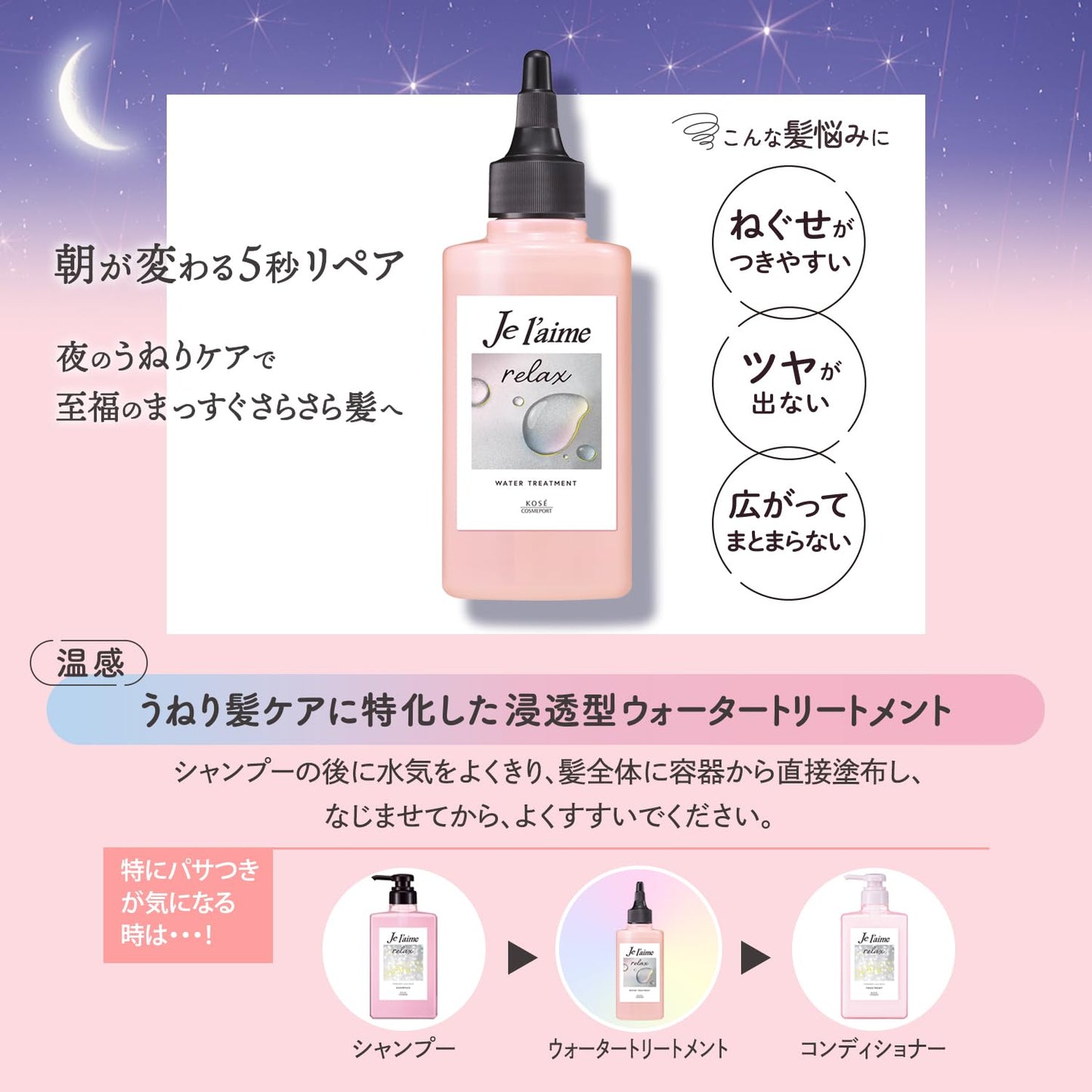 【まとめ買い】ジュレーム　リラックス　ミッドナイトリペア　ウォータートリートメント 容量180ML×6点セットヘアトリートメント