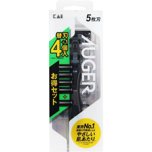 【まとめ買い】ＡＵＧＥＲホルダー　替刃４個付 容量4ｺ×6点セット 貝印 男性用カミソリ
