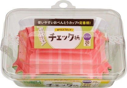 【まとめ買い】おべんとうカップチェック柄スクエア４色２０枚入 容量20ﾏｲ×10点セット 東洋アルミ お弁当用品