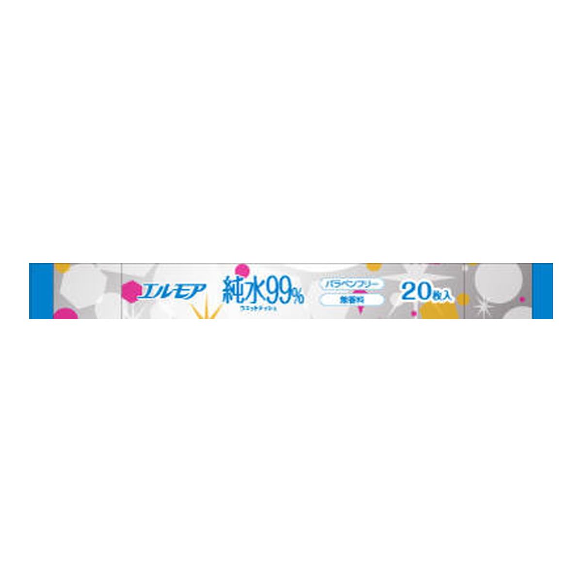 【まとめ買い】エルモア純水９９％ノンアルコール２０枚 容量20マイ×24点セット カミ商事 ウェットティッシュ