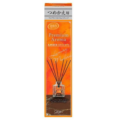 【まとめ買い】お部屋の消臭力ＰＲＥＭＩＵＭＡＲＯＭＡＳＴＩＣＫつめかえアンバーブラウン 容量50ML×18点セットエステー
