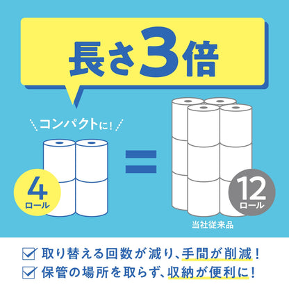 【まとめ買い】スコッティ　フラワーパック　３倍長持ち４ロール　（シングル） 容量4ｺ×12点セット日本製紙クレシア