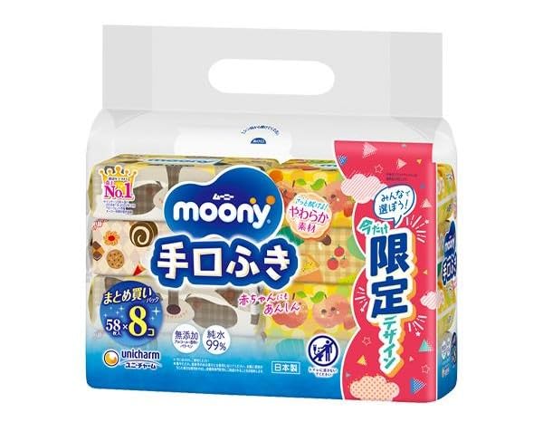 【まとめ買い】ムーニー手口ふき詰替５８枚×８ 容量464マイ×4点セット ユニ・チャーム（ユニチャーム） おしりふき