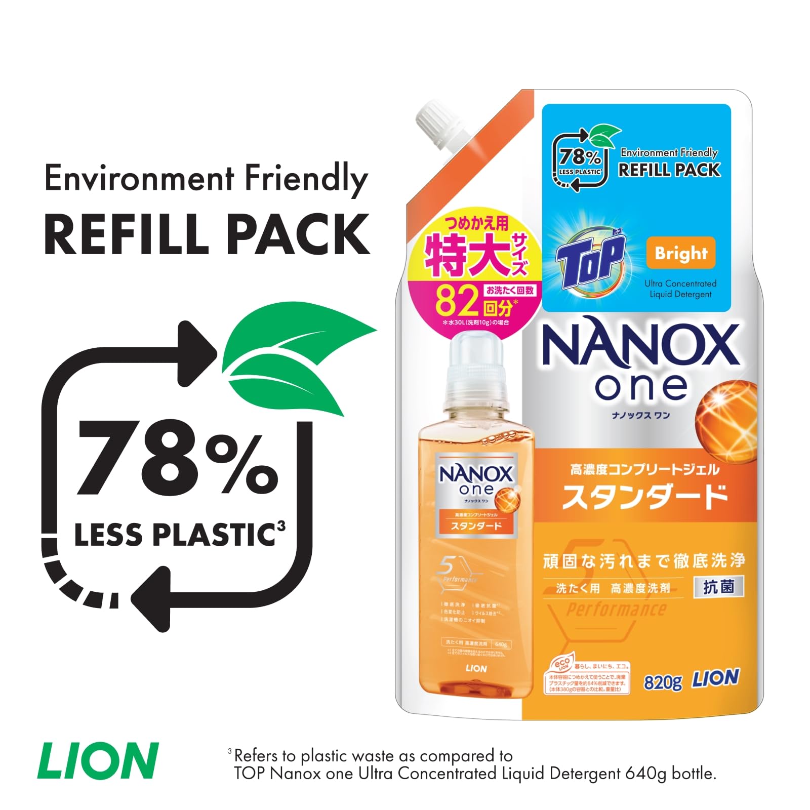 【まとめ買い】ＮＡＮＯＸ　ｏｎｅ　スタンダード　つめかえ用特大　８２０ｇ 容量820G×12点セット ライオン 衣料用洗剤