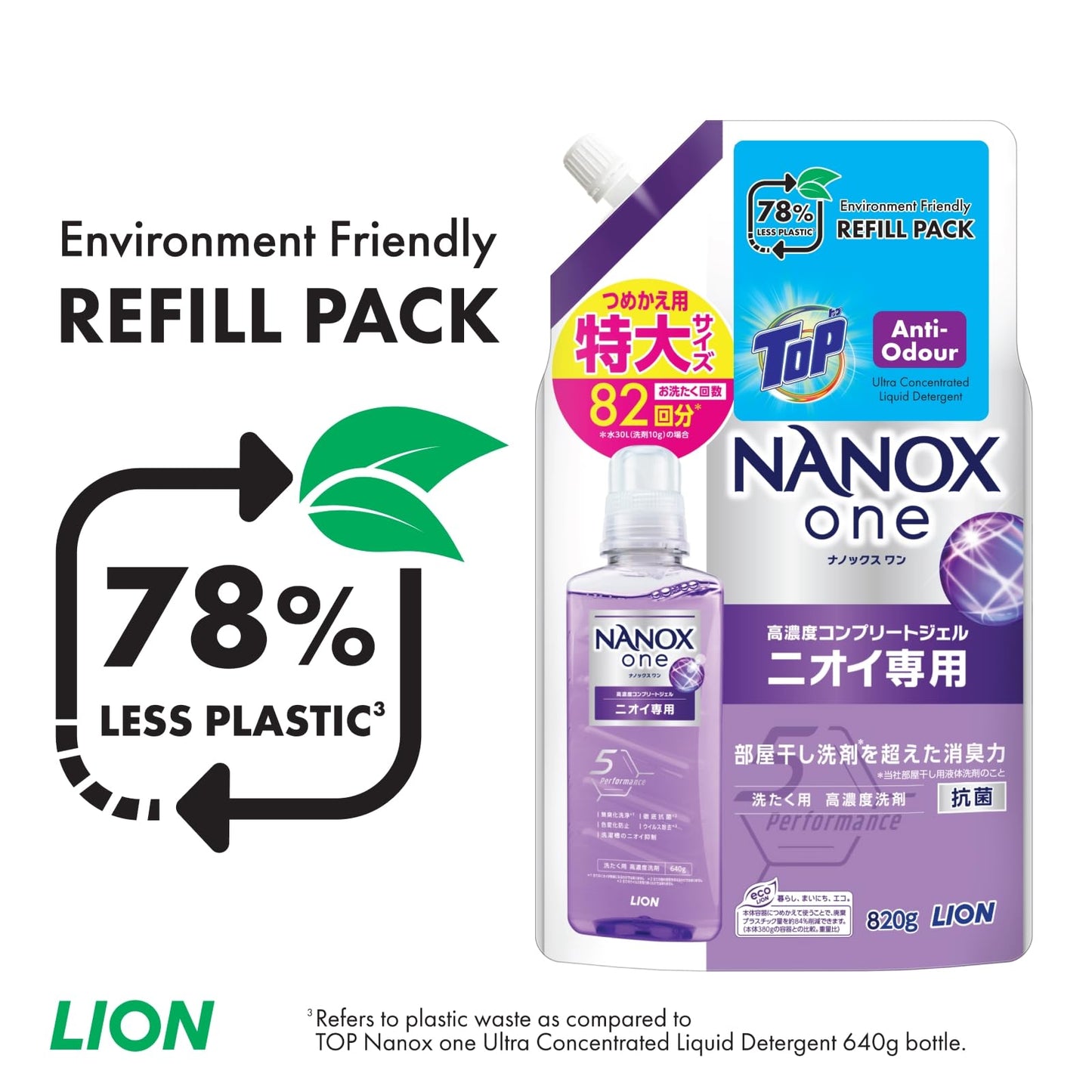 【まとめ買い】ＮＡＮＯＸ　ｏｎｅ　ニオイ専用　つめかえ用特大　８２０ｇ 容量820G×12点セット ライオン 衣料用洗剤
