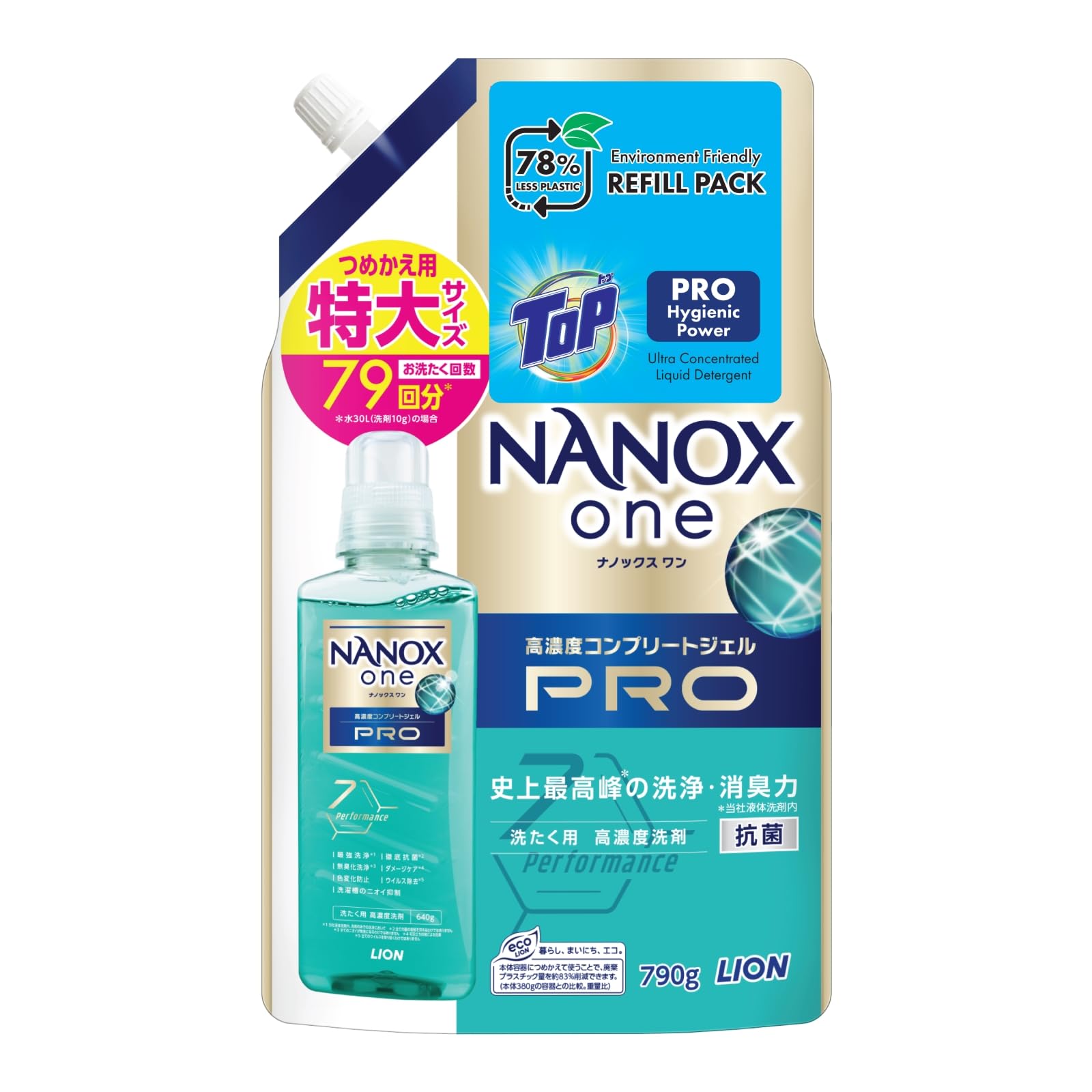 【まとめ買い】ＮＡＮＯＸ　ｏｎｅ　ＰＲＯ　つめかえ用特大　７９０ｇ 容量790G×12点セット ライオン 衣料用洗剤