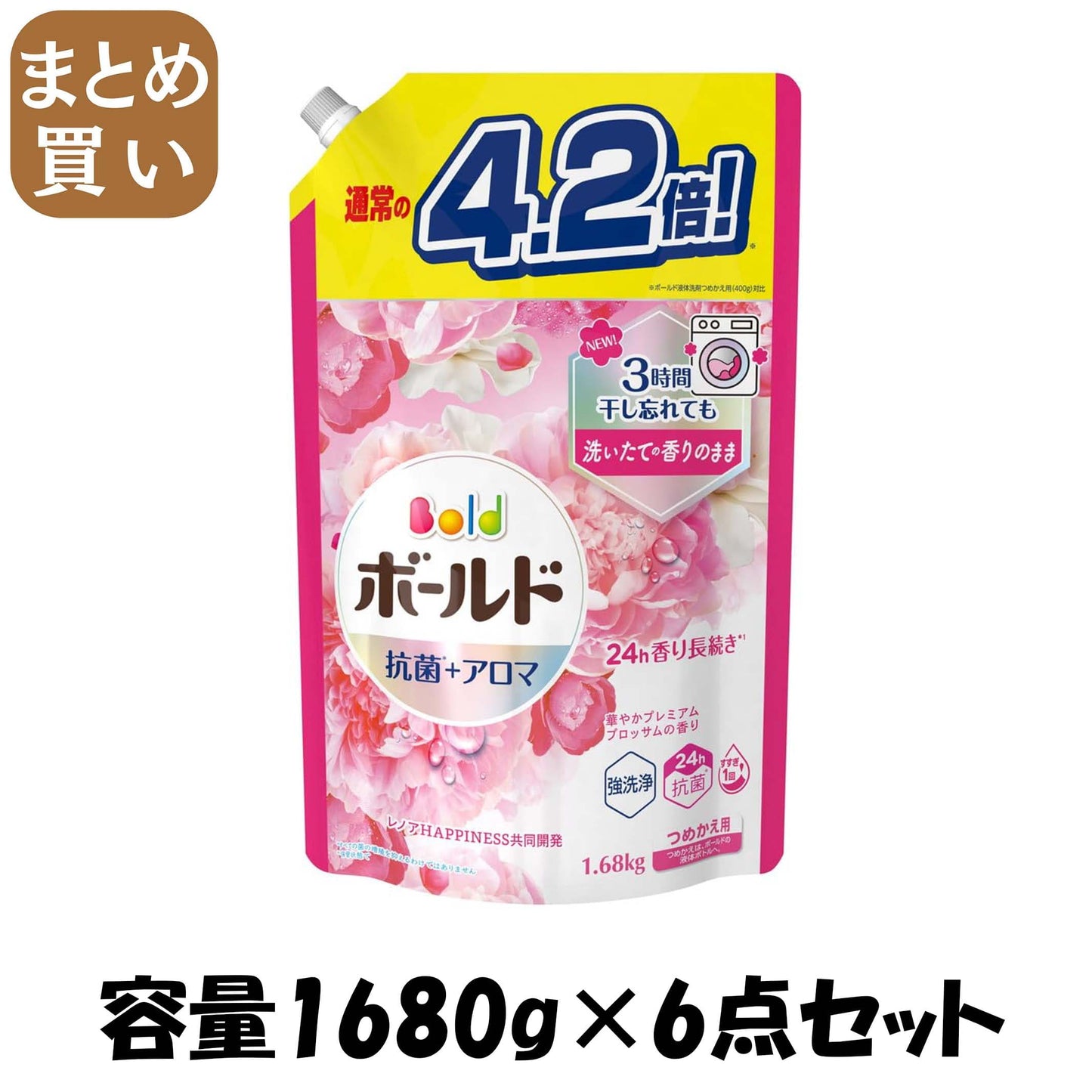 【まとめ買い】ボールドジェル　華やかプレミアムブロッサムの香り　つめかえ用　ウルトラジャンボサイズ 容量1680G×6点セットＰ＆Ｇ