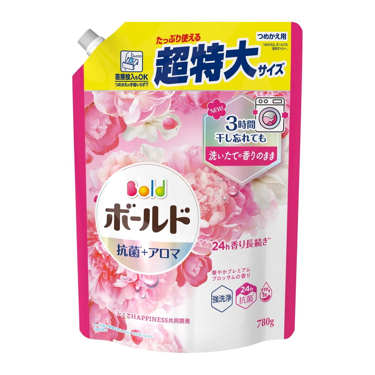 【まとめ買い】ボールドジェル　華やかプレミアムブロッサムの香り　つめかえ用　超特大サイズ 容量780G×8点セット衣料用洗剤