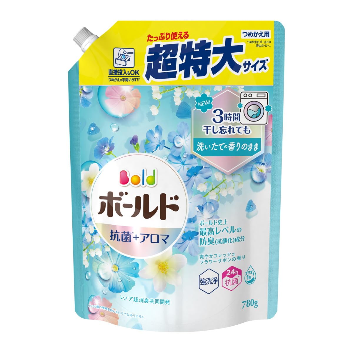 【まとめ買い】ボールドジェル　爽やかフレッシュフラワーサボンの香り　つめかえ用　超特大サイズ 容量780G×8点セットＰ＆Ｇ