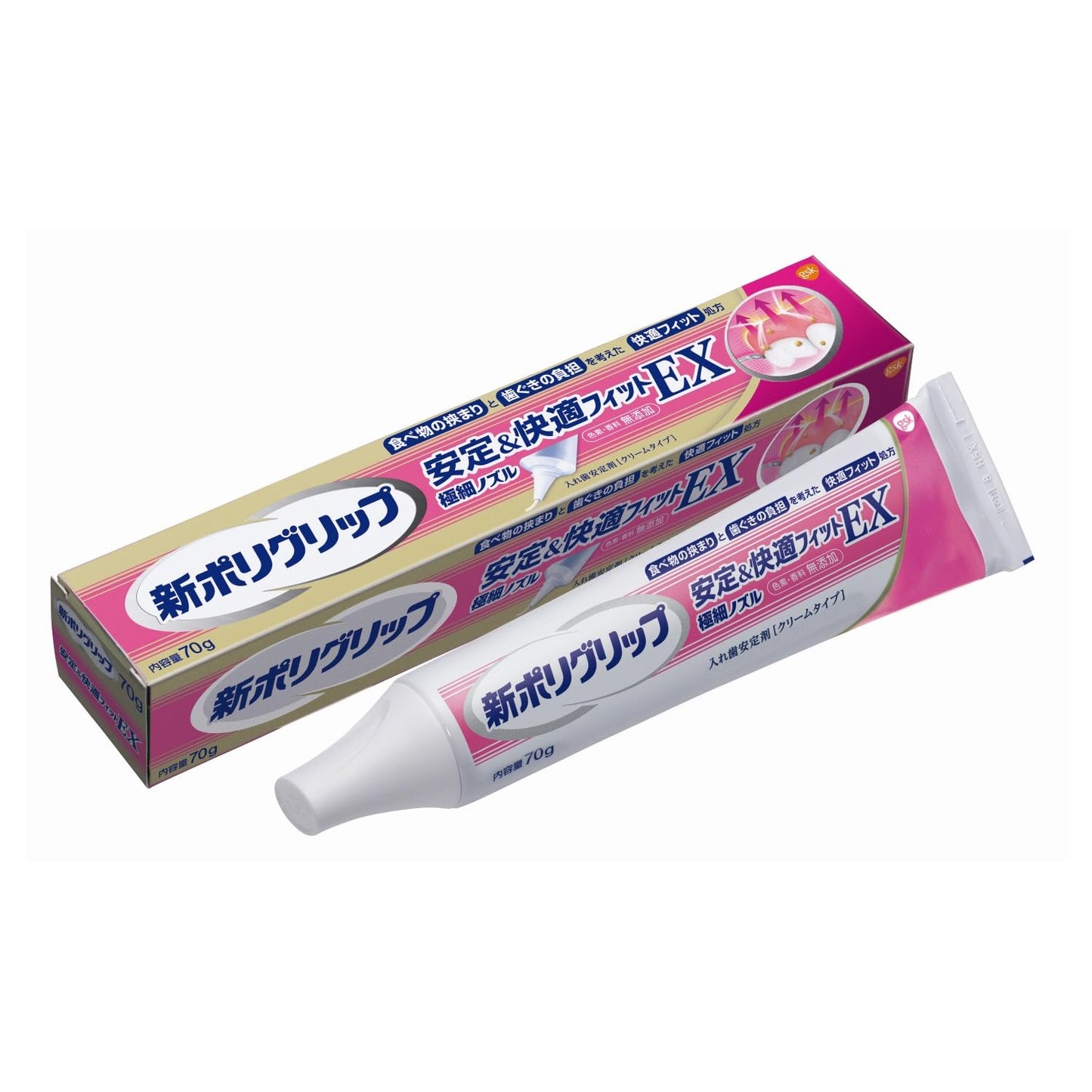 【まとめ買い】新ポリグリップ　安定＆快適フィットＥＸ　７０ｇ 容量70G×6点セット グラクソスミスクライン 入れ歯用