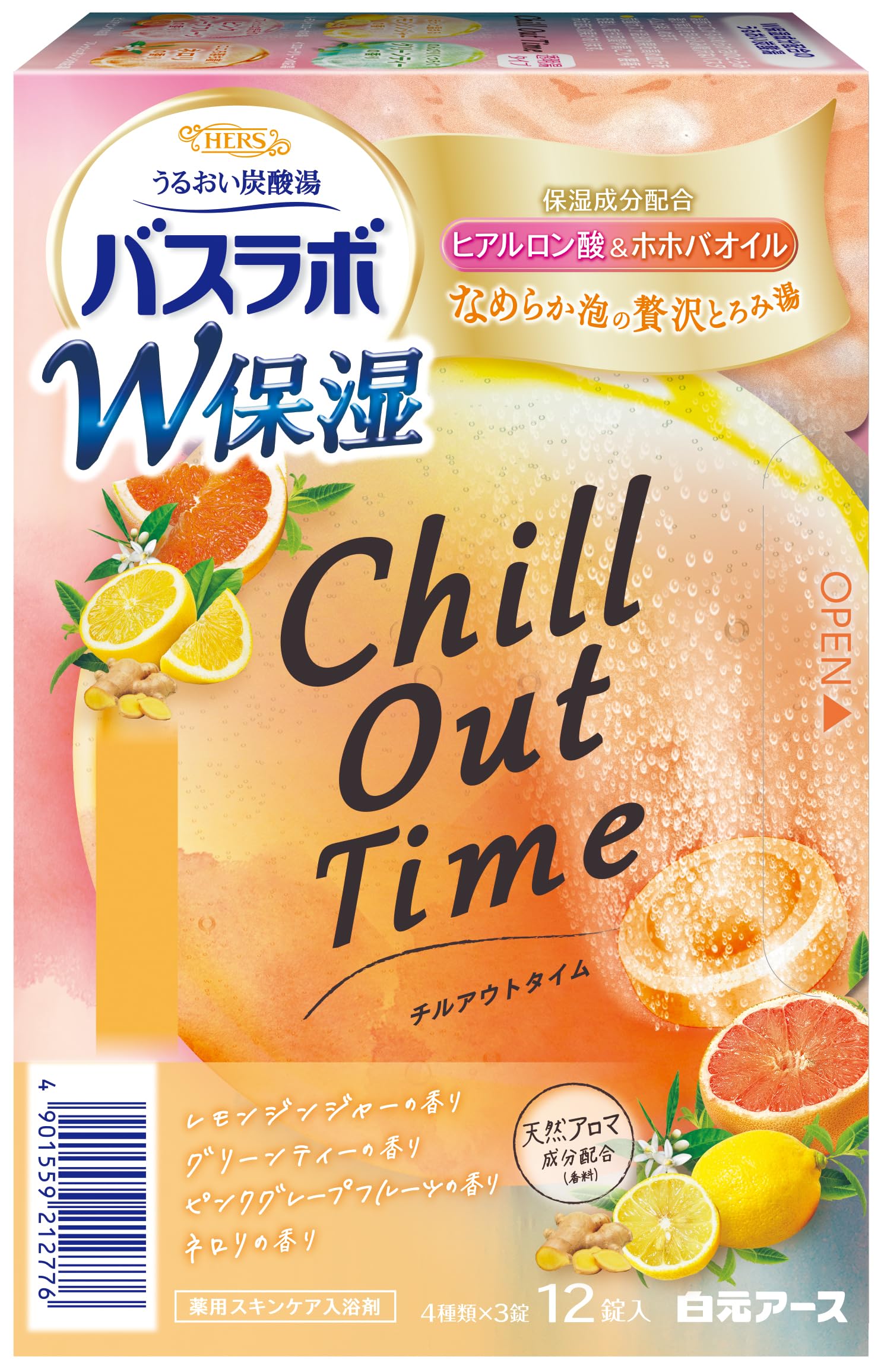 【まとめ買い】ＨＥＲＳバスラボ　Ｗ保湿　Ｃｈｉｌｌ　Ｏｕｔ　Ｔｉｍｅ　１２錠入 容量12ジ×16点セット 白元アース 入浴剤