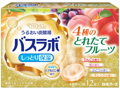【まとめ買い】ＨＥＲＳバスラボ　４種のとれたてフルーツ　１２錠入 容量12ジ×16点セット 白元アース 入浴剤
