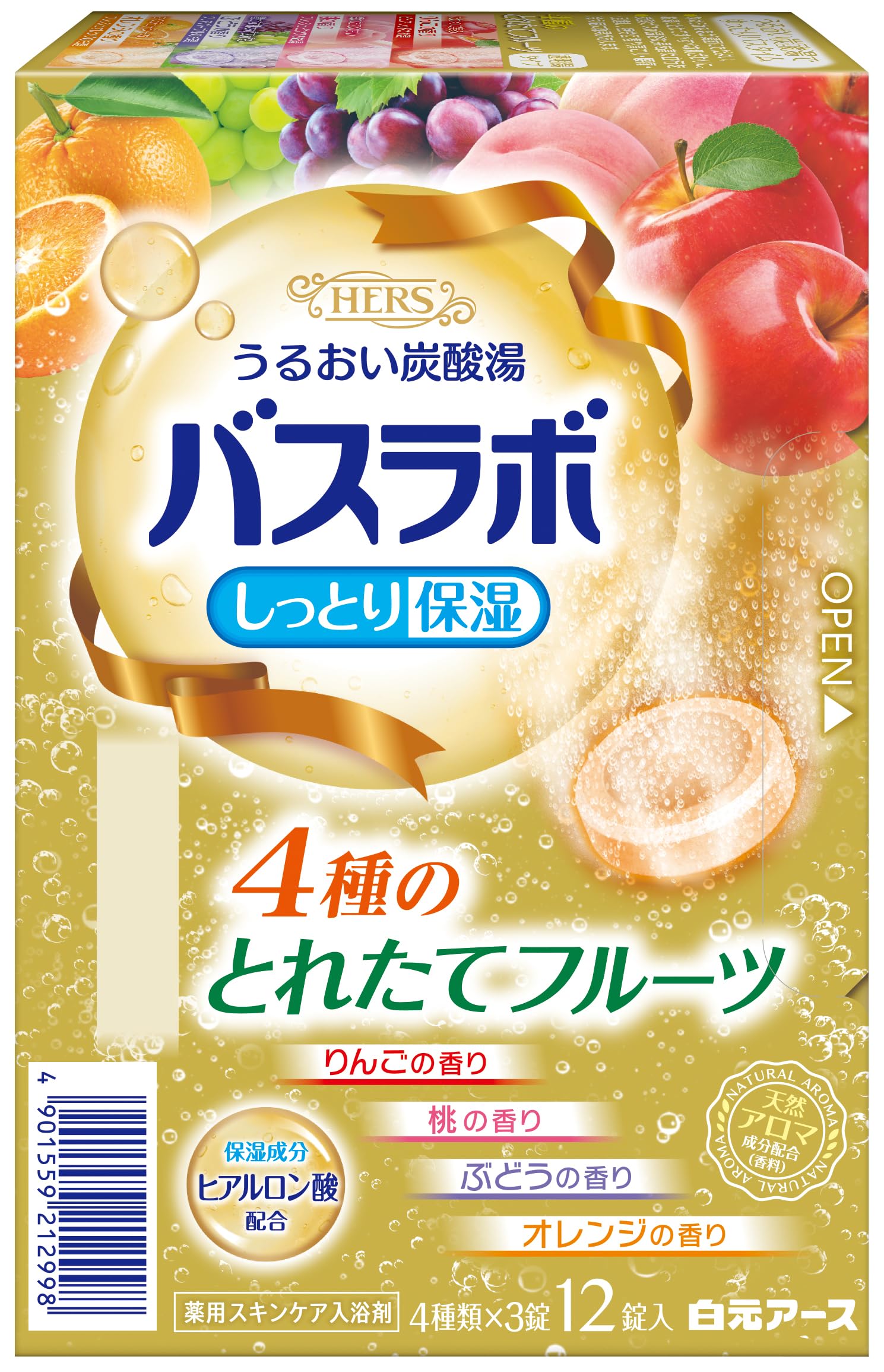 【まとめ買い】ＨＥＲＳバスラボ　４種のとれたてフルーツ　１２錠入 容量12ジ×16点セット 白元アース 入浴剤