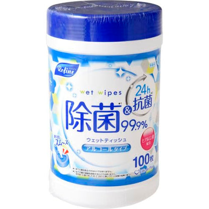 【まとめ買い】リファインアルコールボトル１００枚 容量100マイ×24点セット ライフ堂 ウェットティッシュ
