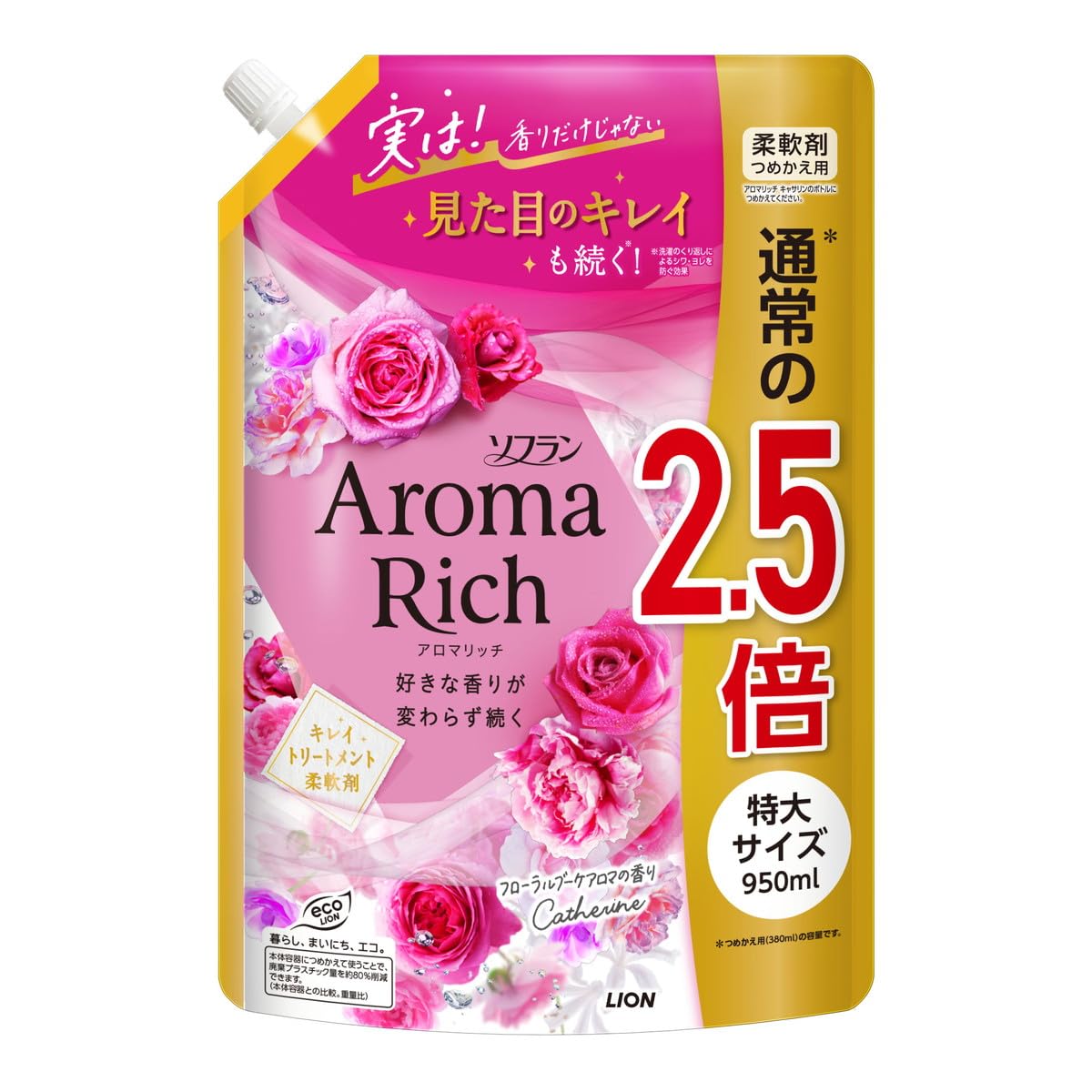 【まとめ買い】ソフラン　アロマリッチ　キャサリン　つめかえ用特大　９５０ｍｌ 容量950ML×6点セット ライオン 衣料用洗剤