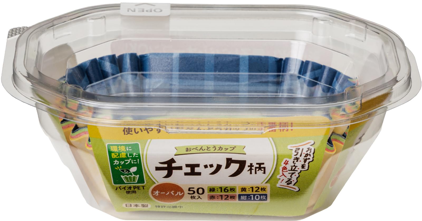 【まとめ買い】おべんとカップｅチェック柄オーバル　　５０枚入 容量50ﾏｲ×10点セット 東洋アルミ お弁当用品