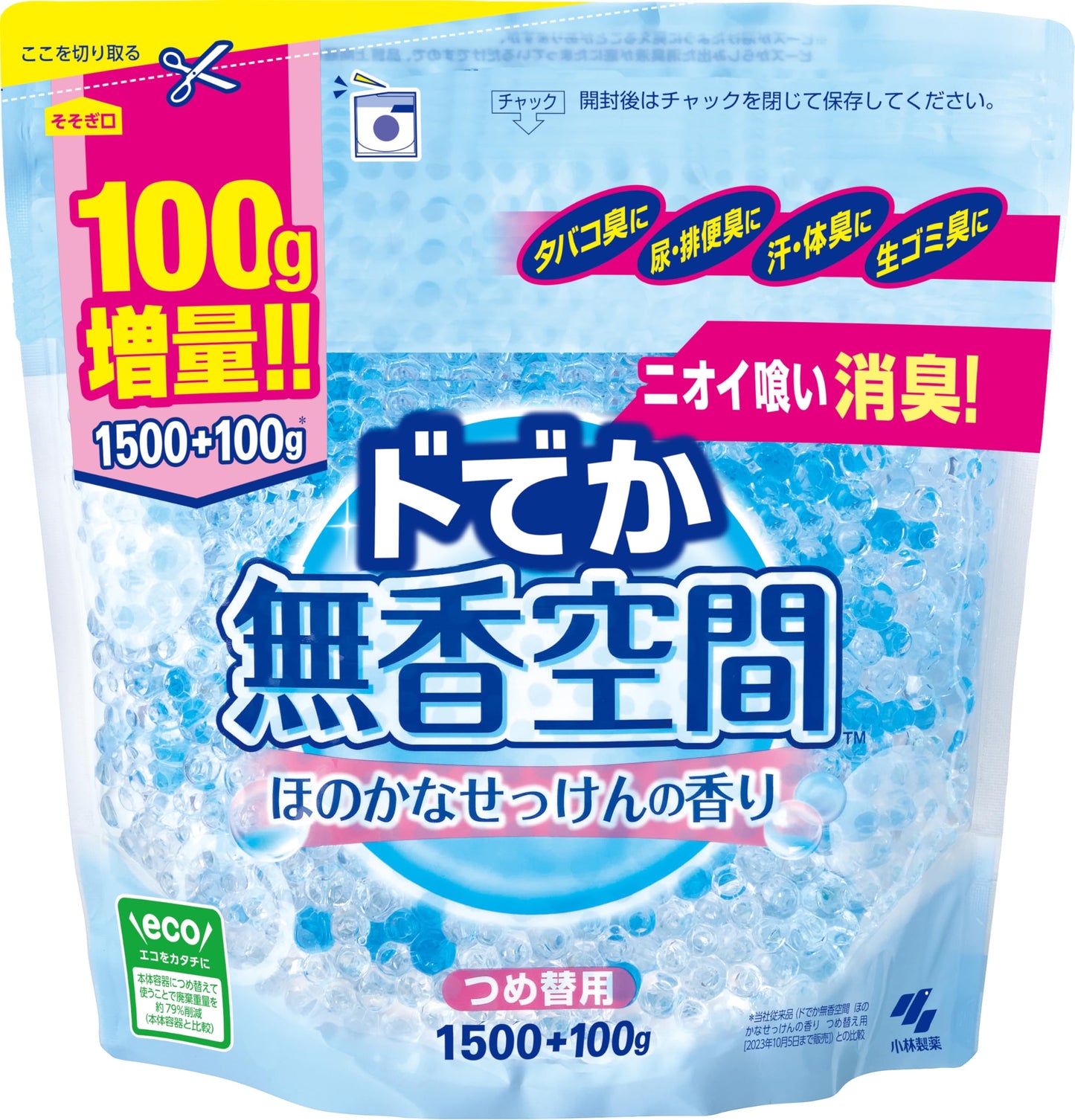 【まとめ買い】ドでか無香空間ほのかなせっけんつめ替 容量1600G×6点セット 小林製薬 芳香剤・部屋用