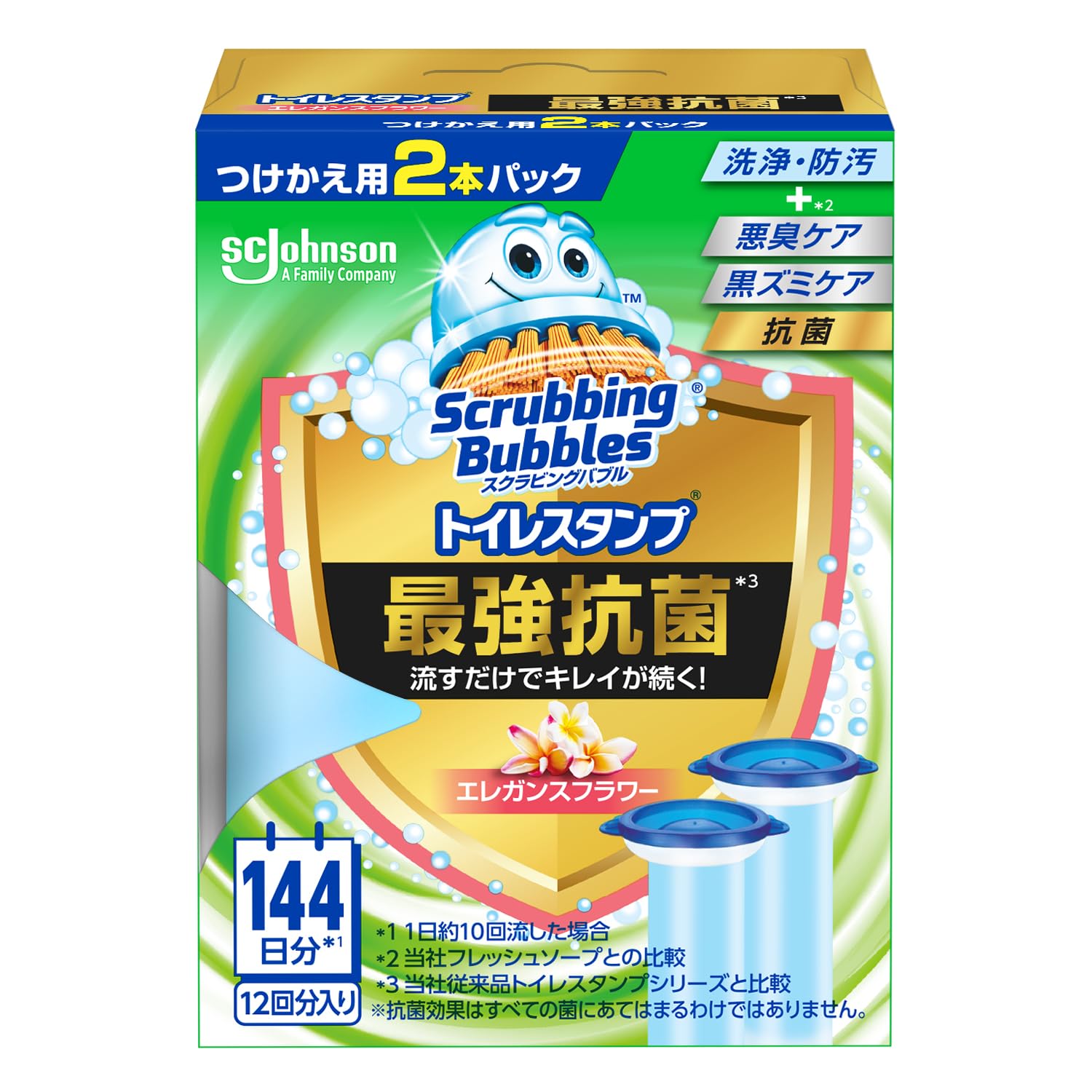 【まとめ買い】スクラビングバブル　トイレスタンプ最強抗菌エレガンスフラワー　替え２Ｐ 容量2ﾎﾝ×12点セット 住居洗剤・トイレ用