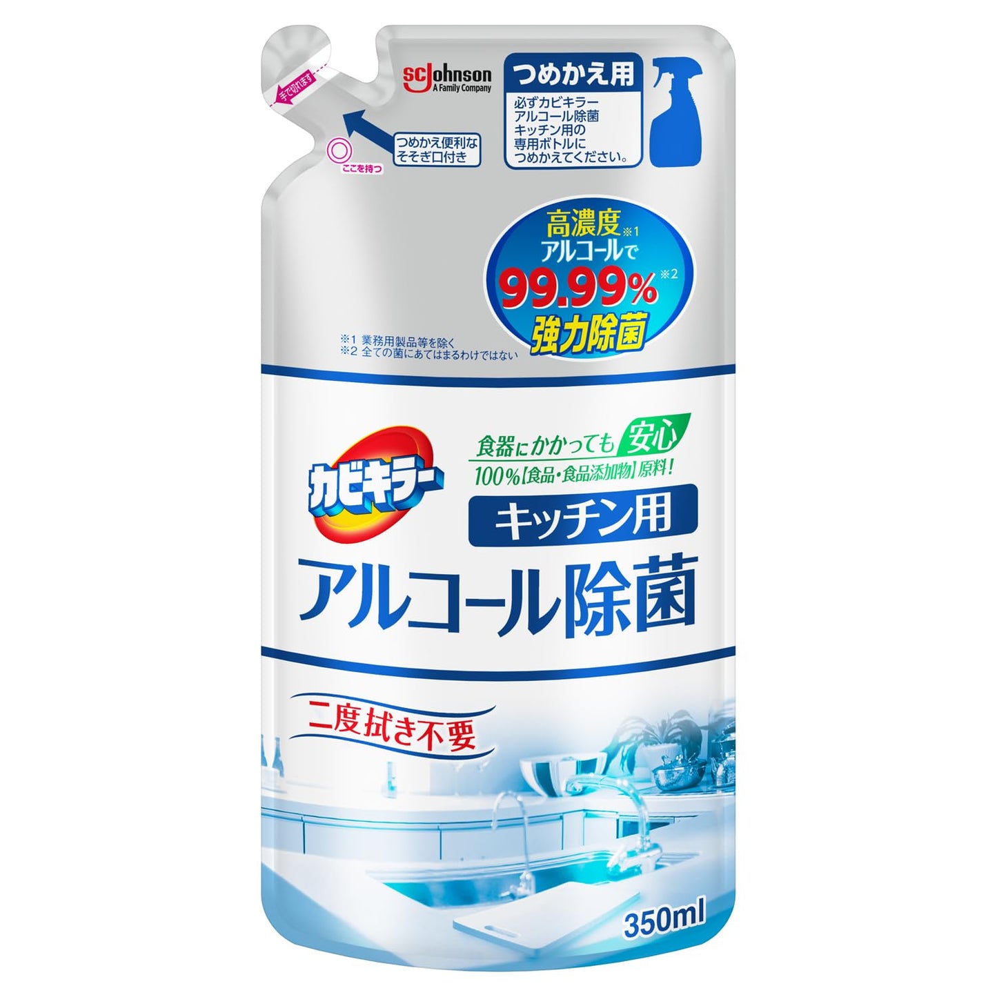 【まとめ買い】カビキラー　アルコール除菌キッチン用替え 容量350ML×18点セット ジョンソン 食器用漂白
