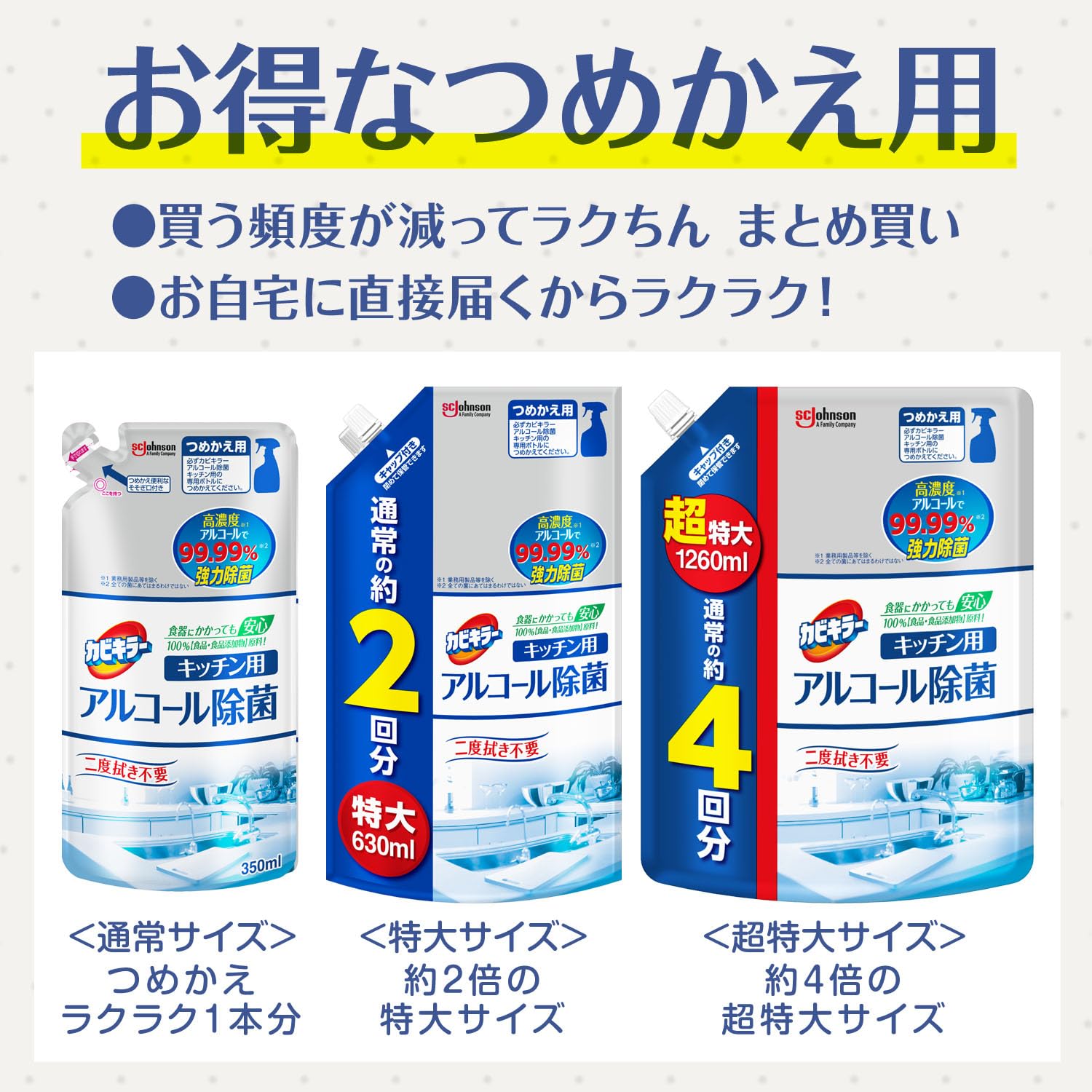 【まとめ買い】カビキラー　アルコール除菌キッチン用替え超特大 容量1260ML×8点セット ジョンソン 食器用漂白