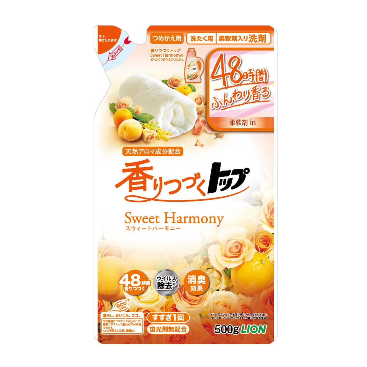 【まとめ買い】香りつづくトップ　Ｓｗｅｅｔ　Ｈａｒｍｏｎｙ　つめかえ用　５００ｇ 容量500G×12点セットライオン 衣料用洗剤
