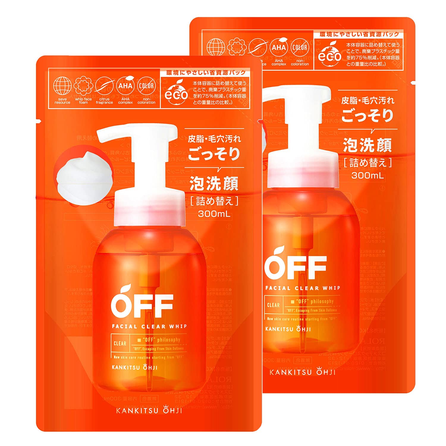 【まとめ買い】柑橘王子　フェイシャルクリアホイップＳＰ　レフィル 容量300ML×6点セット コスメテックスローランド 洗顔
