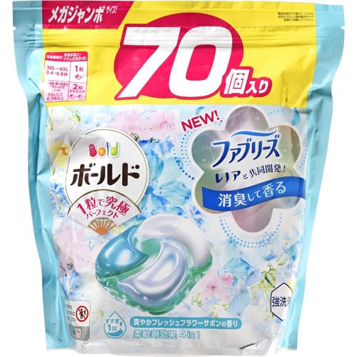 【まとめ買い】ボールドジェルボール４Ｄ爽やかフレッシュフラワーサボンの香り　つめかえメガジャンボサイズ 容量70ｺ×4点セットＰ＆Ｇ
