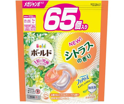 【まとめ買い】ボールドジェルボール４Ｄ心弾けるシトラス＆ウ゛ァーベナの香り　つめかえメガジャンボサイズ 容量65ｺ×4点セットＰ＆Ｇ