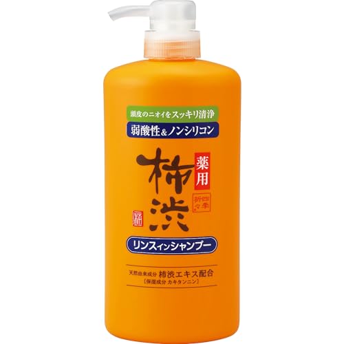 【まとめ買い】四季折々　薬用　柿渋　リンスインシャンプー　本体　６００ｍｌ 容量600ML×16点セット 熊野油脂 シャンプー