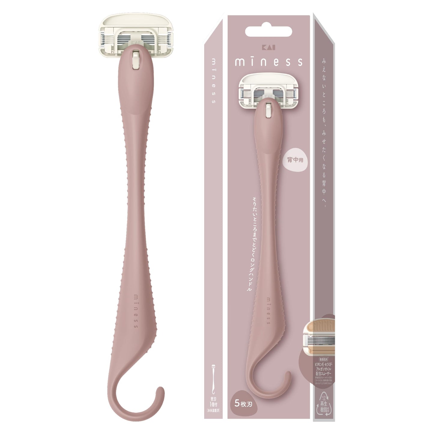 【まとめ買い】ＧＡ０１３２　ｍｉｎｅｓｓ　背中用カミソリ 容量1ﾎﾝ×6点セット 貝印 女性用カミソリ