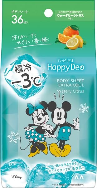 【まとめ買い】マンダム　ハッピーデオ　ボディシート　極冷　ウォータリーシトラス 容量36ﾏｲ×24点セット制汗剤・デオドラント