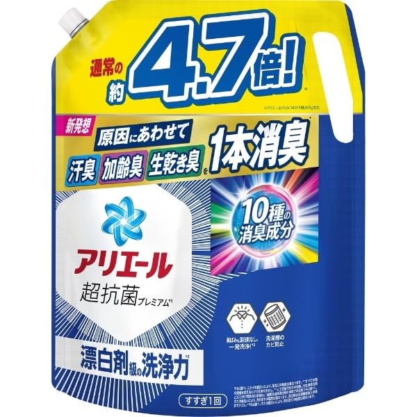【まとめ買い】アリエールジェル　つめかえ超ウルトラジャンボサイズ 容量1910G×4点セット Ｐ＆Ｇ 衣料用洗剤