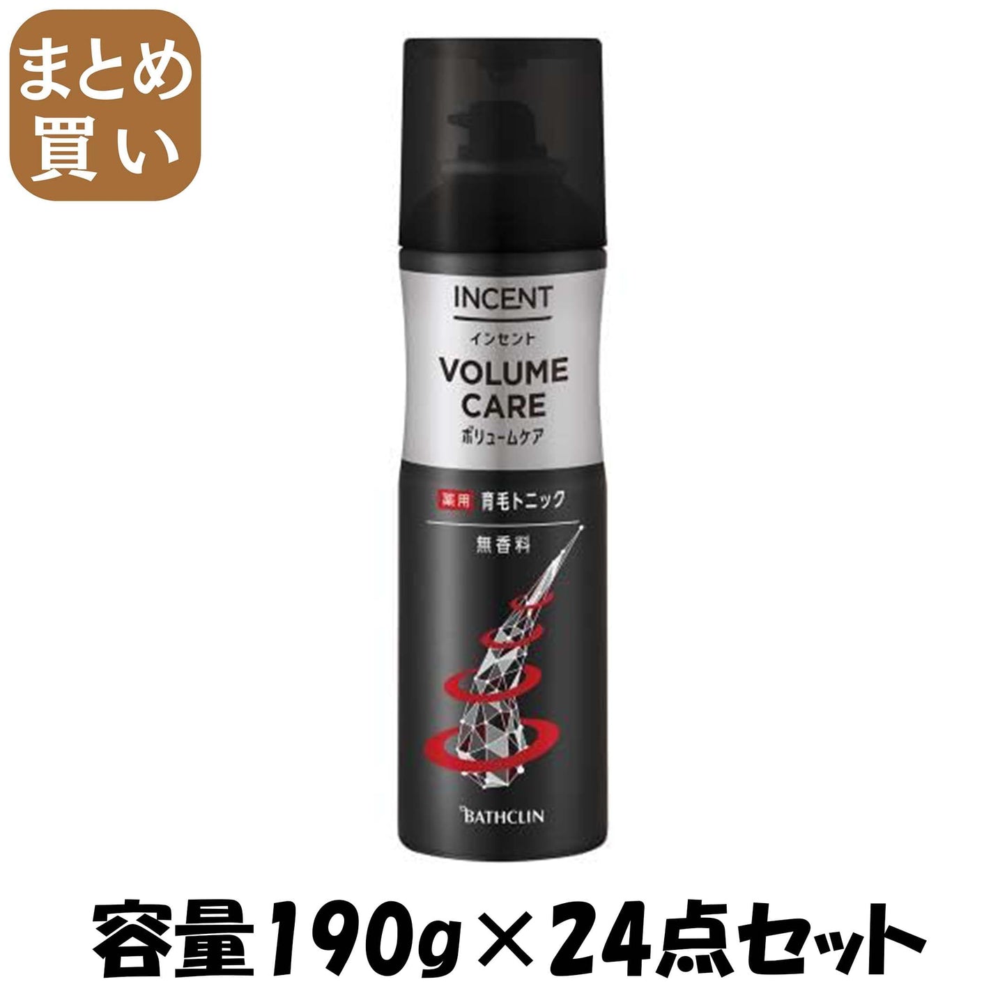 【まとめ買い】インセント　薬用育毛トニック　ボリュームケア　１９０ｇ 容量190G×24点セット バスクリン 育毛剤・養毛剤