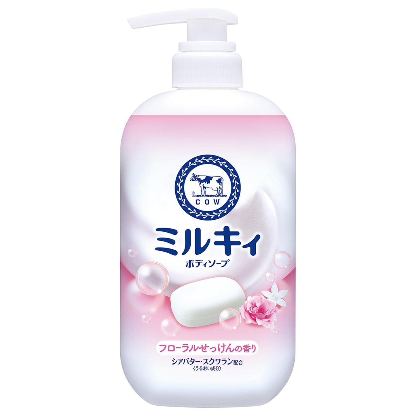 【まとめ買い】ミルキィボディソープ　フローラルせっけんの香り　ポンプ付 容量500ML×12点セット牛乳石鹸共進社 ボディソープ
