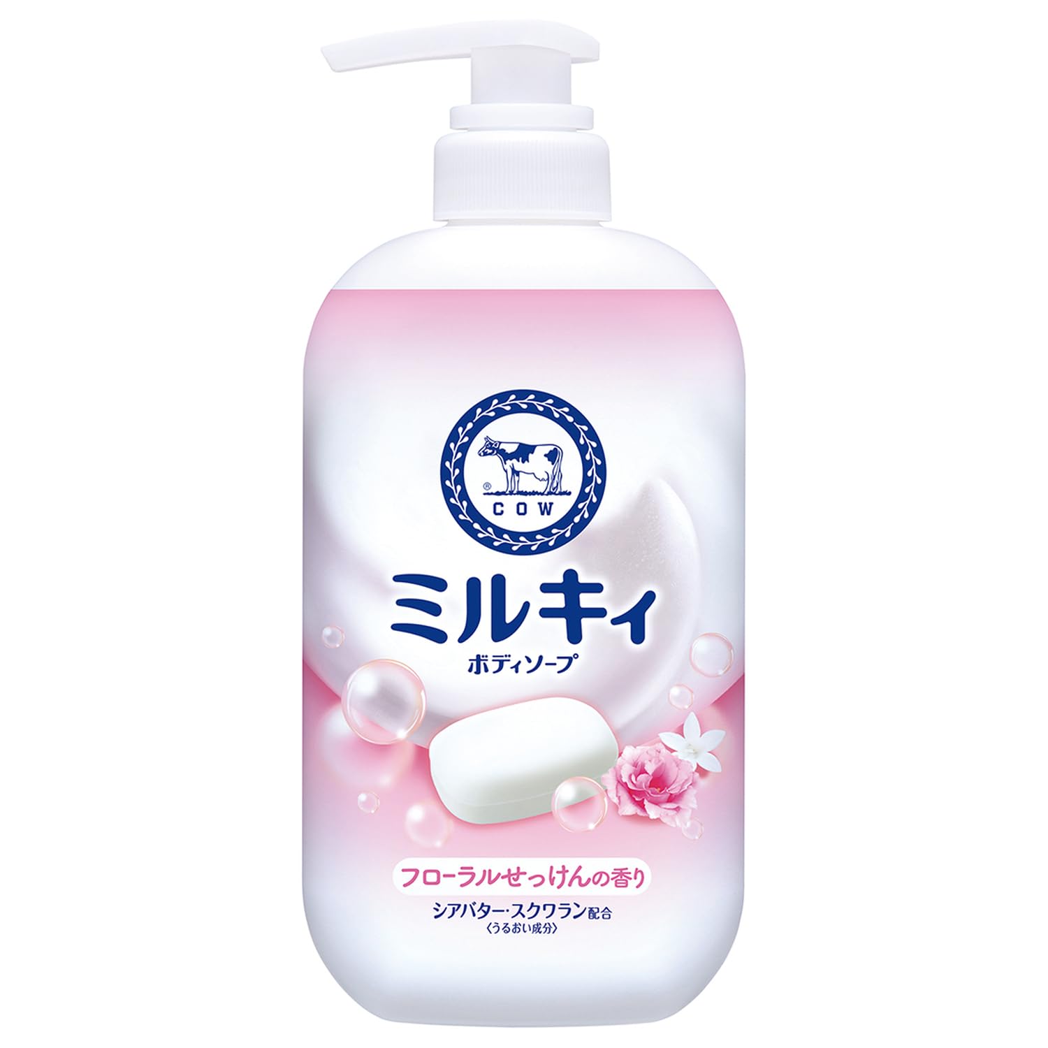 【まとめ買い】ミルキィボディソープ　フローラルせっけんの香り　ポンプ付 容量500ML×12点セット牛乳石鹸共進社 ボディソープ