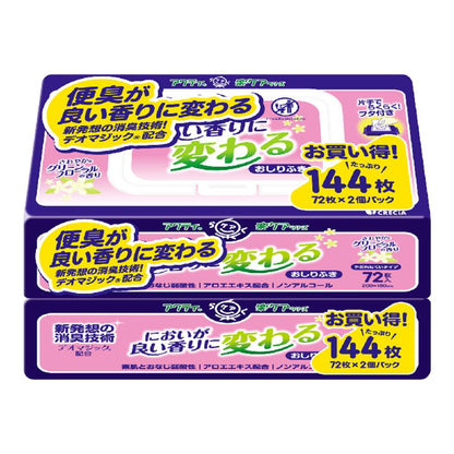 【まとめ買い】アクティ　においが良い香りに変わる　おしりふき７２枚　２個パック 容量2ｺ×6点セット日本製紙クレシア
