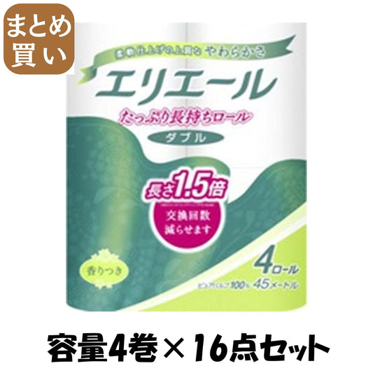 【まとめ買い】エリエールトイレットティシューコンパクト４Ｒ（ダブル） 容量4ﾏｷ×16点セット 大王製紙 トイレットペーパー