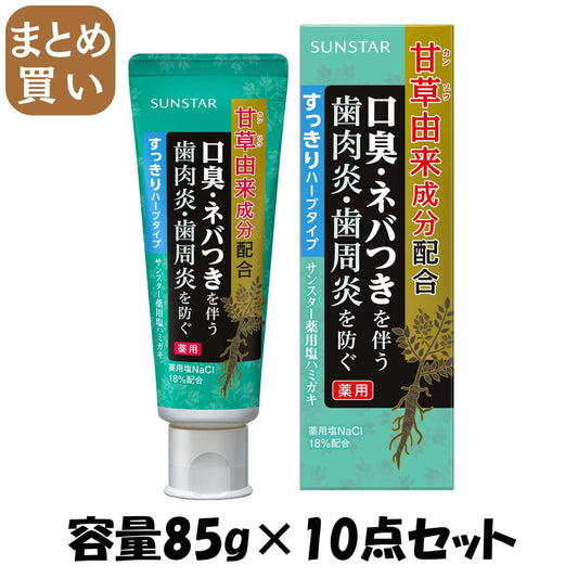 【まとめ買い】サンスター薬用塩ハミガキ　すっきりハーブタイプ　８５Ｇ 容量85G×10点セット サンスター 歯磨き
