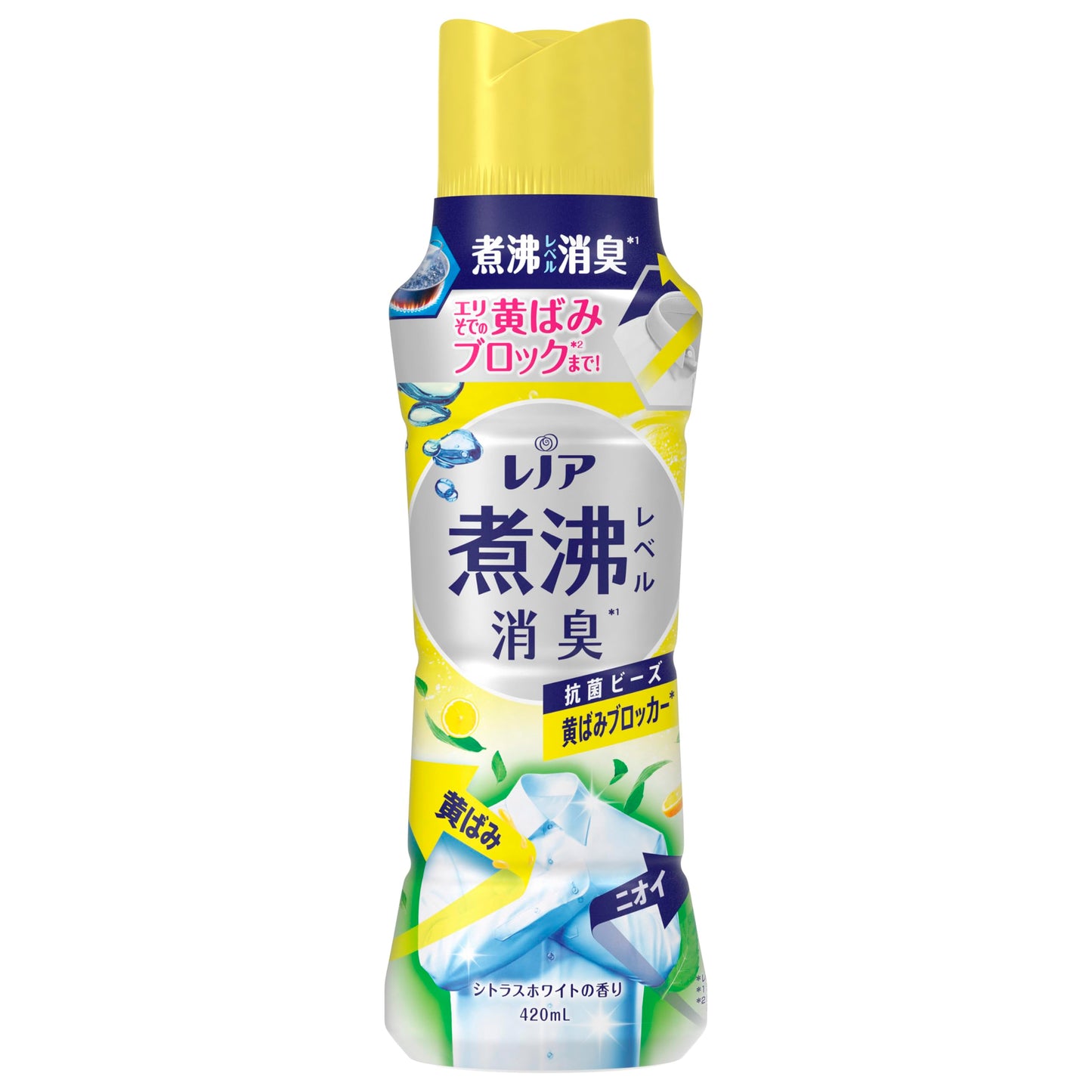 【まとめ買い】レノア煮沸レベル消臭抗菌ビーズ　黄ばみブロッカー　シトラスホワイトの香り本体 容量420ML×6点セット Ｐ＆Ｇ