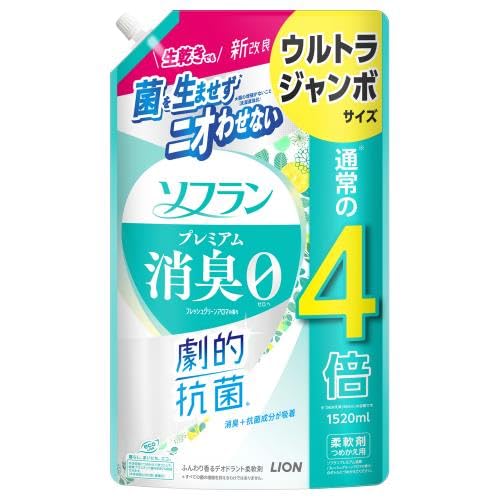 【まとめ買い】ソフラン　プレミアム消臭　フレッシュグリーンアロマの香り　ウルトラジャンボ　１５２０ｍｌ容量1520ML×6点セットライオン