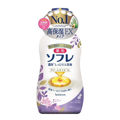【まとめ買い】薬用ソフレ　濃厚しっとり入浴液　ホワイトフローラルの香り　４８０ｍｌ 容量480ML×12点セット バスクリン 入浴剤