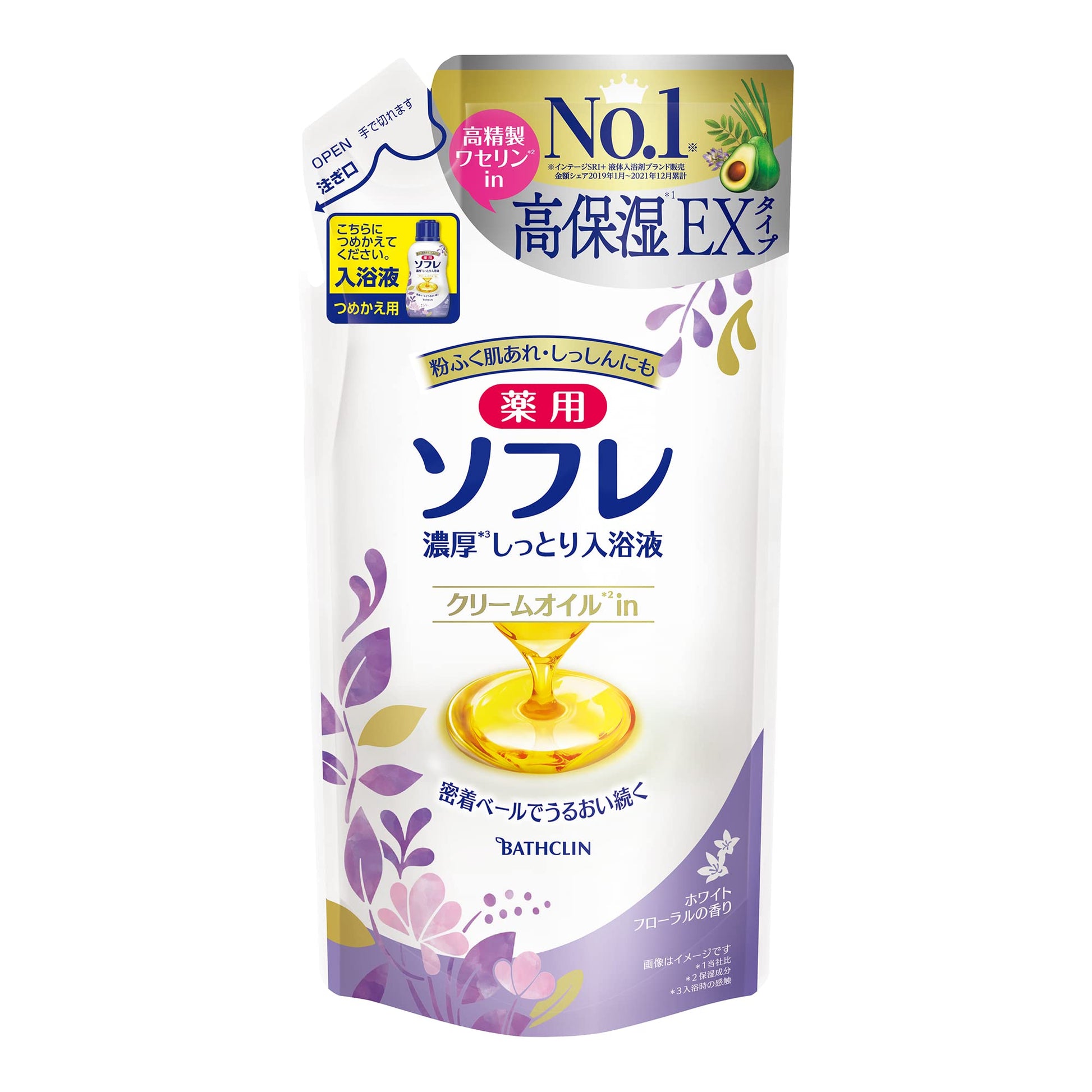 【まとめ買い】薬用ソフレ　濃厚しっとり入浴液　ホワイトフローラルの香り　つめかえ用４００ｍｌ 容量400ML×12点セット 入浴剤