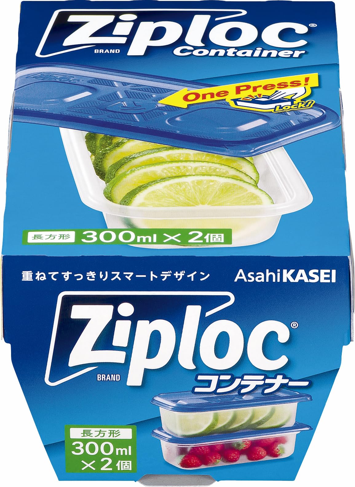 【まとめ買い】ジップロック　コンテナー　長方形３００ｍｌ　２個入 容量2個×24点セット 旭化成ホームプロダクツ 台所用品