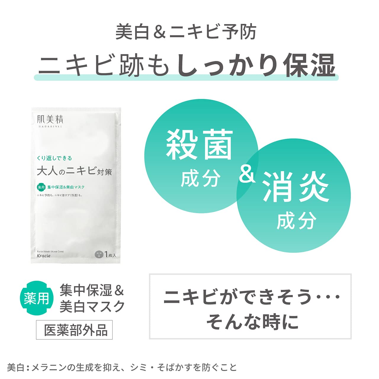 【まとめ買い】肌美精　大人のニキビ対策　薬用集中保湿＆美白マスク(医薬部外品) 容量7ﾏｲ×24点セットクラシエ 化粧品