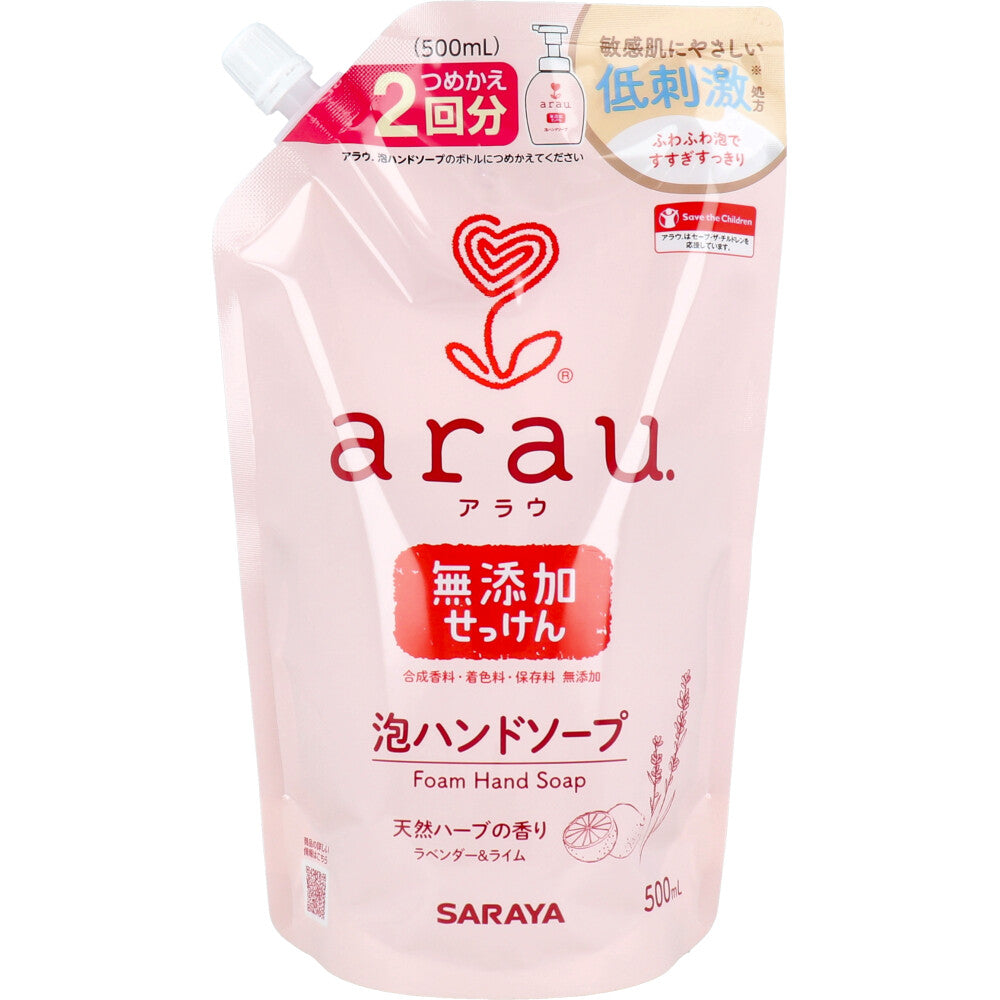 【まとめ買い】アラウ．泡ハンドソープ　詰替用 容量500ML×18点セット サラヤ ハンドソープ