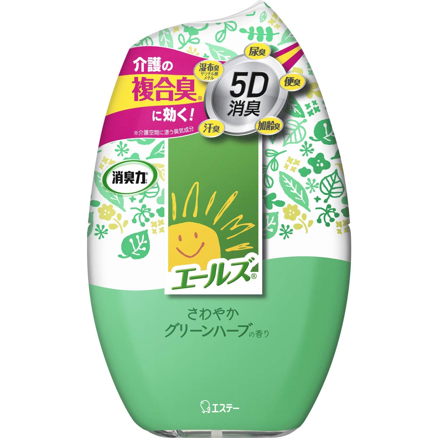 【まとめ買い】エールズ　介護家庭用　消臭力　さわやかグリーンハーブ 容量400ML×18点セット エステー 芳香剤・部屋用